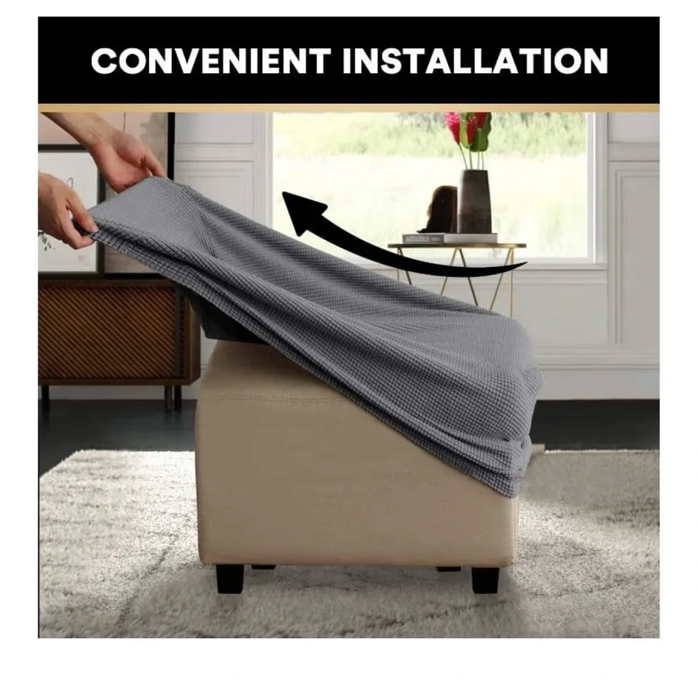 Elegant Gray Ottoman Cover ** Covers only - Ottoman NOT included **